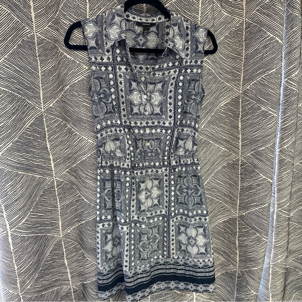 Alfani Women's Black And White Collard Sleeveless Knee Length Dress Size 6 <314> - Picture 3 of 10